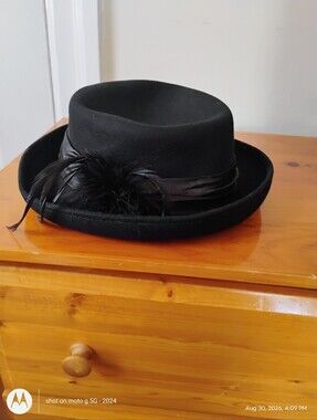 Black Women's Fedora Hat with Satin Band.
